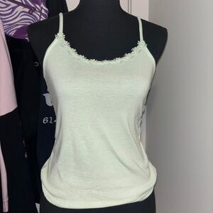 Mint Green Floral Trim Women's Top